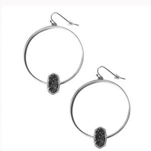 Kendra Scott Elora Gunmetal Hoop Platinum Drusy Earrings